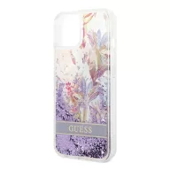   Guess Flower Liquid Glitter Apple iPhone 14 Plus hátlap tok, lila