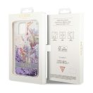 Guess Flower Liquid Glitter Apple iPhone 14 Plus hátlap tok, lila