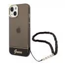 Guess Translucent Pearl Strap Apple iPhone 14 hátlap tok, fekete
