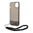 Guess Translucent Pearl Strap Apple iPhone 14 hátlap tok, fekete