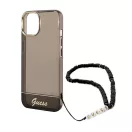 Guess Translucent Pearl Strap Apple iPhone 14 hátlap tok, fekete