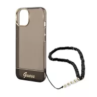   Guess Translucent Pearl Strap Apple iPhone 14 hátlap tok, fekete