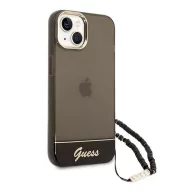   Guess Translucent Pearl Strap Apple iPhone 14 hátlap tok, fekete