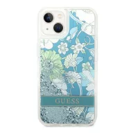   Guess Flower Liquid Glitter Apple iPhone 14 hátlap tok, zöld