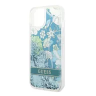  Guess Flower Liquid Glitter Apple iPhone 14 hátlap tok, zöld