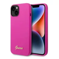   Guess Silicone Vintage Gold Apple iPhone 14 hátlap tok, rózsaszín