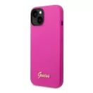 Guess Silicone Vintage Gold Apple iPhone 14 hátlap tok, rózsaszín