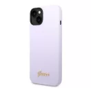 Guess Silicone Vintage Gold Apple iPhone 14 hátlap tok, lila