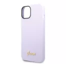 Guess Silicone Vintage Gold Apple iPhone 14 hátlap tok, lila