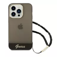   Guess Translucent Pearl Strap Apple iPhone 14 Pro Max hátlap tok, fekete