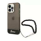Guess Translucent Pearl Strap Apple iPhone 14 Pro Max hátlap tok, fekete