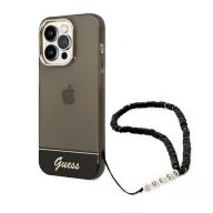   Guess Translucent Pearl Strap Apple iPhone 14 Pro Max hátlap tok, fekete