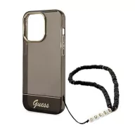   Guess Translucent Pearl Strap Apple iPhone 14 Pro Max hátlap tok, fekete