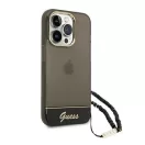Guess Translucent Pearl Strap Apple iPhone 14 Pro Max hátlap tok, fekete