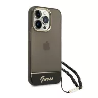   Guess Translucent Pearl Strap Apple iPhone 14 Pro Max hátlap tok, fekete