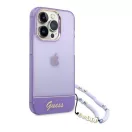Guess Translucent Pearl Strap Apple iPhone 14 Pro Max hátlap tok, lila