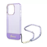   Guess Translucent Pearl Strap Apple iPhone 14 Pro Max hátlap tok, lila