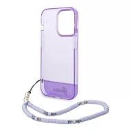   Guess Translucent Pearl Strap Apple iPhone 14 Pro Max hátlap tok, lila