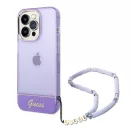 Guess Translucent Pearl Strap Apple iPhone 14 Pro Max hátlap tok, lila