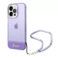   Guess Translucent Pearl Strap Apple iPhone 14 Pro Max hátlap tok, lila