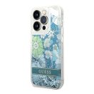 Guess Flower Liquid Glitter Apple iPhone 14 Pro Max hátlap tok, zöld