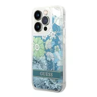   Guess Flower Liquid Glitter Apple iPhone 14 Pro Max hátlap tok, zöld