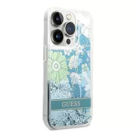   Guess Flower Liquid Glitter Apple iPhone 14 Pro Max hátlap tok, zöld
