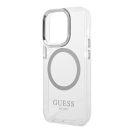 Guess Metal Outline Magsafe Apple iPhone 14 Pro hátlap tok, ezüst