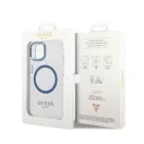 Guess Metal Outline Magsafe Apple iPhone 14 Plus hátlap tok, kék