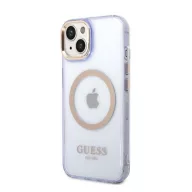   Guess Gold Outline Translucent MagSafe Apple iPhone 14 hátlap tok, lila