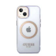   Guess Gold Outline Translucent MagSafe Apple iPhone 14 hátlap tok, lila