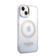   Guess Gold Outline Translucent MagSafe Apple iPhone 14 hátlap tok, lila