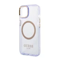   Guess Gold Outline Translucent MagSafe Apple iPhone 14 hátlap tok, lila