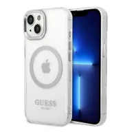   Guess Metal Outline Magsafe Apple iPhone 14 hátlap tok, ezüst