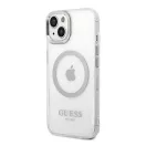 Guess Metal Outline Magsafe Apple iPhone 14 hátlap tok, ezüst