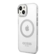   Guess Metal Outline Magsafe Apple iPhone 14 hátlap tok, ezüst