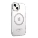 Guess Metal Outline Magsafe Apple iPhone 14 hátlap tok, ezüst