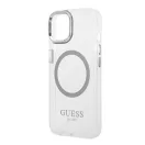 Guess Metal Outline Magsafe Apple iPhone 14 hátlap tok, ezüst