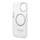 Guess Metal Outline Magsafe Apple iPhone 14 hátlap tok, ezüst