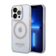   Guess Gold Outline Translucent MagSafe Apple iPhone 14 Pro Max hátlap tok, lila