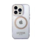 Guess Gold Outline Translucent MagSafe Apple iPhone 14 Pro Max hátlap tok, lila