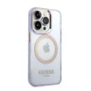 Guess Gold Outline Translucent MagSafe Apple iPhone 14 Pro Max hátlap tok, lila