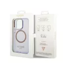 Guess Gold Outline Translucent MagSafe Apple iPhone 14 Pro Max hátlap tok, lila