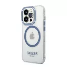 Guess Metal Outline Magsafe Apple iPhone 14 Pro Max hátlap tok, kék
