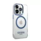 Guess Metal Outline Magsafe Apple iPhone 14 Pro Max hátlap tok, kék