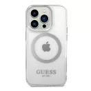 Guess Metal Outline Magsafe Apple iPhone 14 Pro Max hátlap tok, ezüst