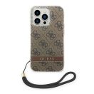Guess 4G Print Strap Apple iPhone 14 Pro hátlap tok, barna