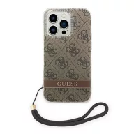 Guess 4G Print Strap Apple iPhone 14 Pro hátlap tok, barna