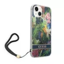 Guess Flower Strap Apple iPhone 14 hátlap tok, kék