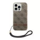 Guess 4G Print Strap Apple iPhone 14 Pro Max hátlap tok, barna